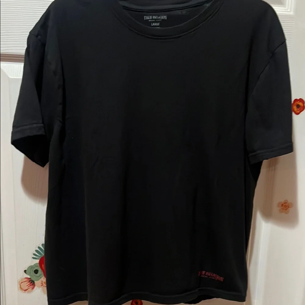 True Religion Black Tee with Red Logo